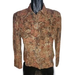 Urban Haggar Orange & Brown Corduroy Shirt M